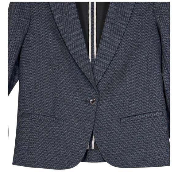 Peace of Cloth Gray Blue Patterned Single Button Stretch Casual Blazer Size 8 - Picture 3 of 9